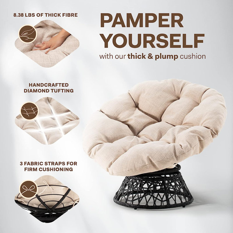 Bayou Breeze Ariyelle Swivel Papasan Accent Chair with Extra Thick